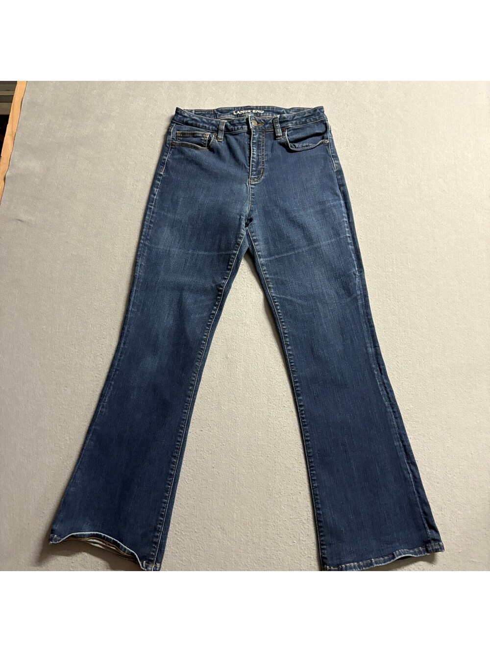 Lands End Mid Rise Curvy Bootcut Jeans Womens Size 10 Blue Denim Stretch